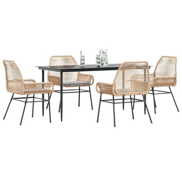 vidaXL Garden Dining Set Brown, Light Gray, Black
