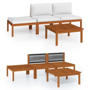 vidaXL Garden Lounge Set Cream Solid acacia wood 4 Piece Set