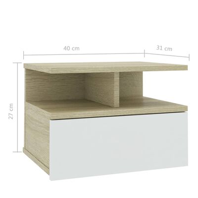 vidaXL Wall Mounted Cabinets 2 pcs White and Sonoma Oak 15.7"x12.2"x10.6" Engineered Wood