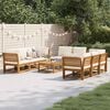 vidaXL Garden Lounge Set Cream White, Natural Wood
