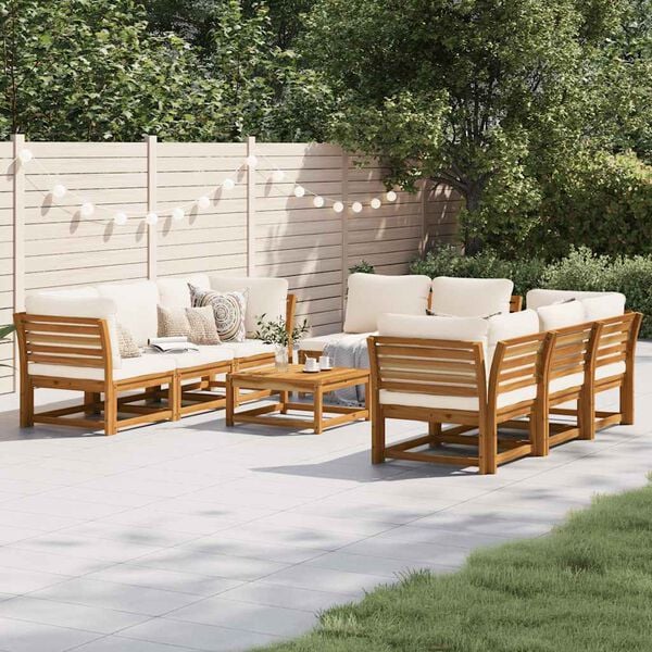 vidaXL Garden Lounge Set Cream White, Natural Wood