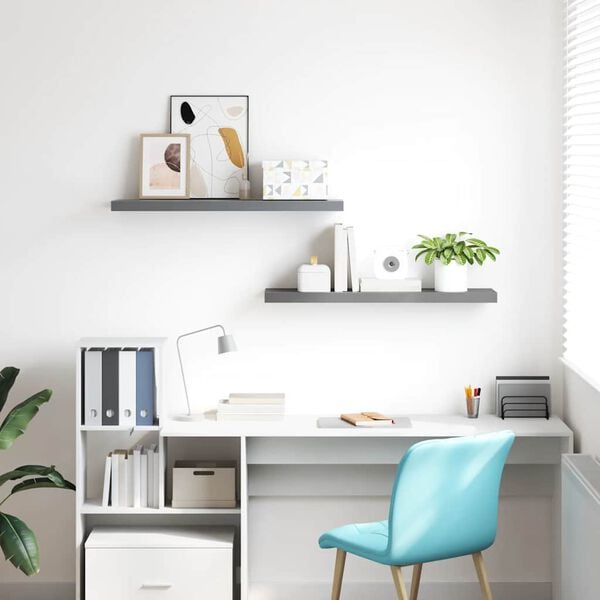 vidaXL Wall Shelf Set of 2 Gray Honeycomb MDF, metal frame Large