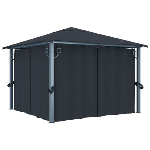 vidaXL Gazebo with Curtain 118.1x118.1" Anthracite Aluminium