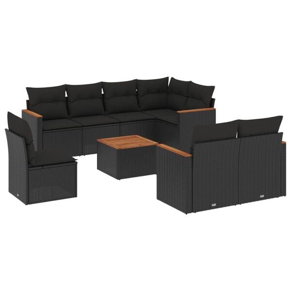 vidaXL Garden Sofa Set Black