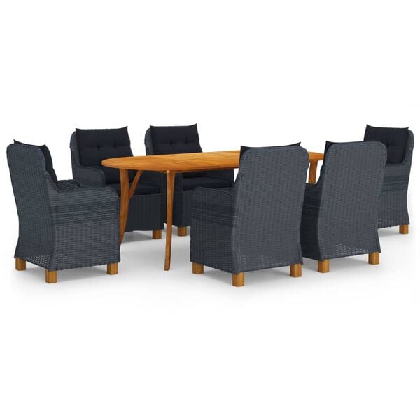 vidaXL 7 Piece Patio Dining Set Dark Gray