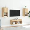 vidaXL 4 Piece TV Wall Stands with LED Lights Sonoma Oak