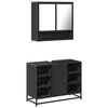 vidaXL Bathroom Furniture Set Black Engineered wood, metal, glass Medium