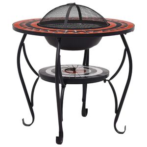 vidaXL Mosaic Fire Pit Table Terracotta and White 26.8" Ceramic