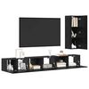 vidaXL TV Cabinet Set with Drawer 4 pcs Black Oak Engineered Wood