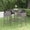 vidaXL Garden Bar Set Grey PE rattan, steel, tempered glass Medium
