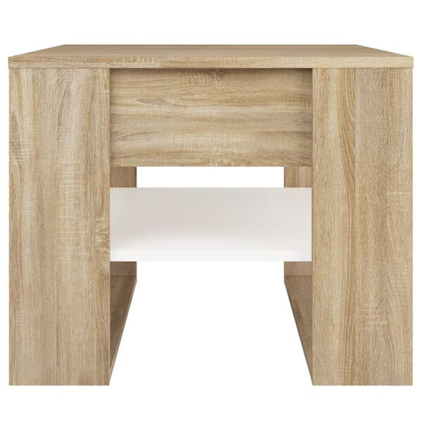 vidaXL Coffee Table White and Sonoma Oak Engineered Wood Small