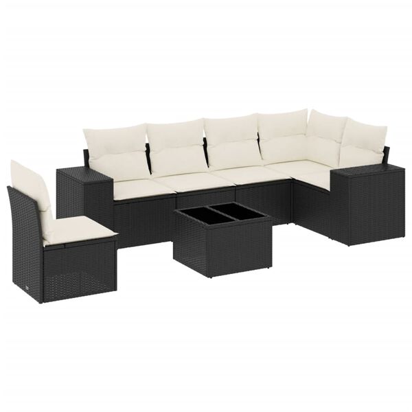 vidaXL Garden Sofa Set Black PE rattan Large Adjustable Feet