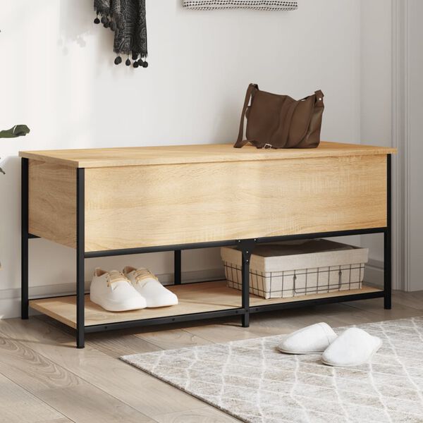 vidaXL Storage Bench Sonoma oak Engineered wood, metal 39.4 in