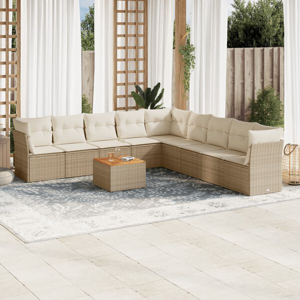 vidaXL Garden Sofa Set Beige, Brown