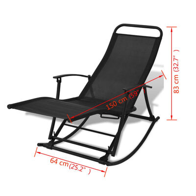 vidaXL Patio Rocking Chair Steel and Textilene Black