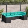 vidaXL Patio Sofa Set Black PE rattan, powder-coated steel, foam, fabric