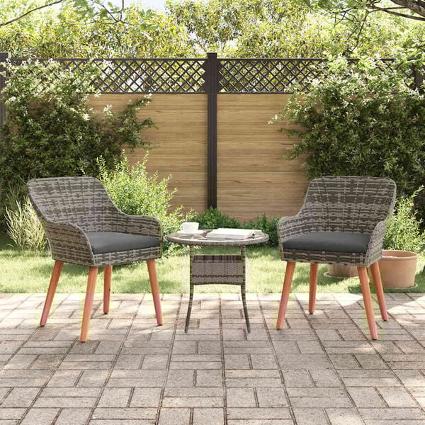 vidaXL Garden Chair 2 pcs Gray 55 x 62.5 x 82cm poly rattan