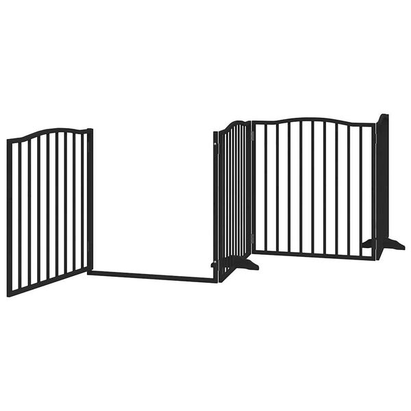 vidaXL Dog Gate Set of 4 Black Poplar wood 10.5 ft Foldable Dog Gate