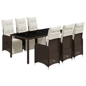 vidaXL Bistro Set Brown PE Rattan, Powder-Coated Steel, Tempered Glass