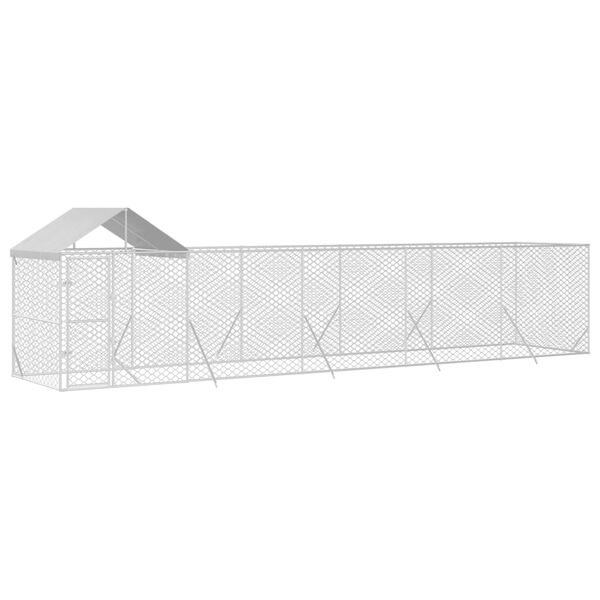 vidaXL Outdoor Dog Kennel Silver Galvanized Steel 32.8 x 6.6 x 8.2 ft