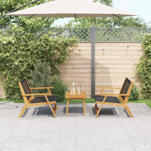 vidaXL Garden Chairs with Table 3 pcs Black 35.4" x 17.7" x 15.7