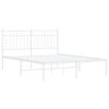 vidaXL Bed Frame White Powder-Coated Steel Double Bed