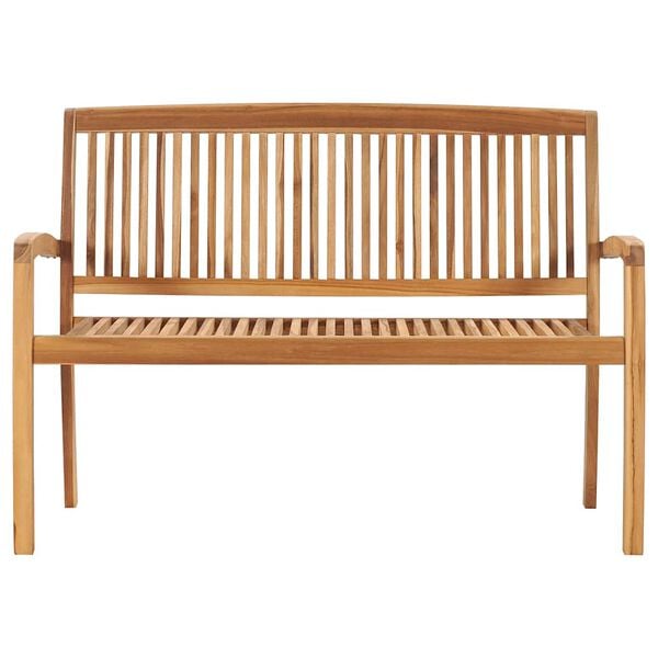vidaXL Stacking Patio Bench with Cushion 50.6" Solid Teak Wood