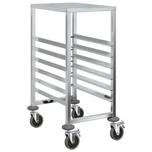 vidaXL Tray Trolley with 6 GN Containers 15.4x21.7x34.3" Stainless Steel