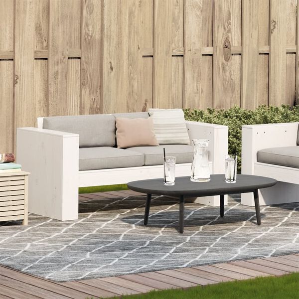 vidaXL Garden Sofa White Solid Pine Wood Medium Seats Many Garden Sofa