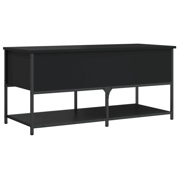 vidaXL Storage Bench Black Engineered Wood Storage Bench Rectangular