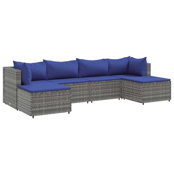 vidaXL Patio Lounge Set Gray PE rattan, powder-coated steel Medium
