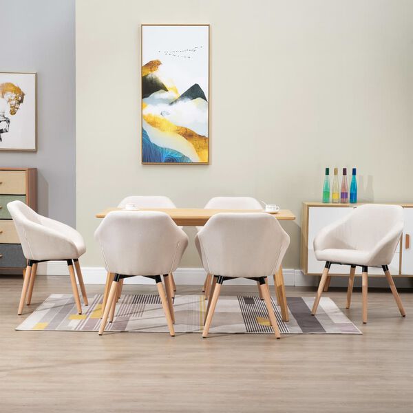 vidaXL Dining Chairs 6 pcs Cream Fabric