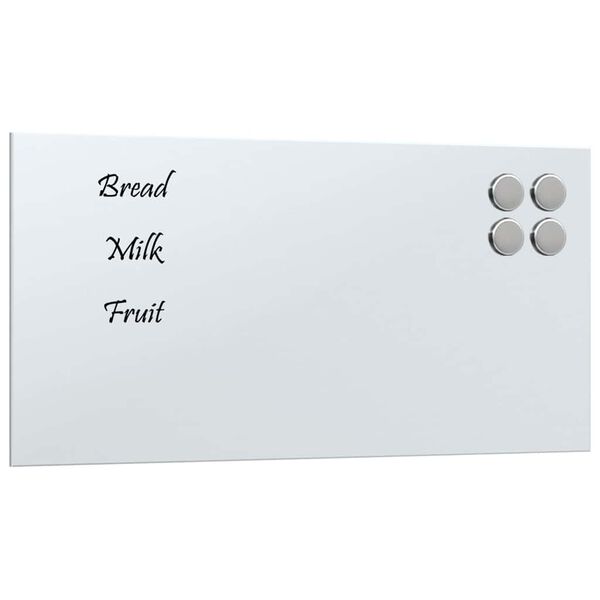 vidaXL Wall-mounted Magnetic Board White 15.7"x7.9" Tempered Glass