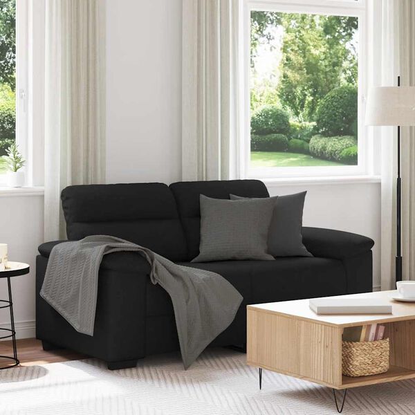 vidaXL 2-Seater Sofa Black Polyester Standard 2-Seater Sofa