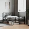 vidaXL Bed Frame Black Powder-Coated Steel Single Bed Frame