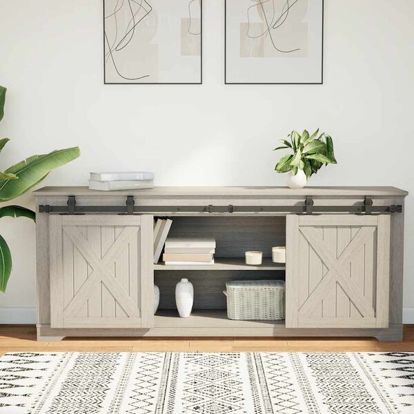 vidaXL Sliding Cabinet Door Kit 59.8 " Carbon Steel