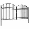 vidaXL Fence Gate Double Door with Arched Top Steel 118.1x59.1" Black