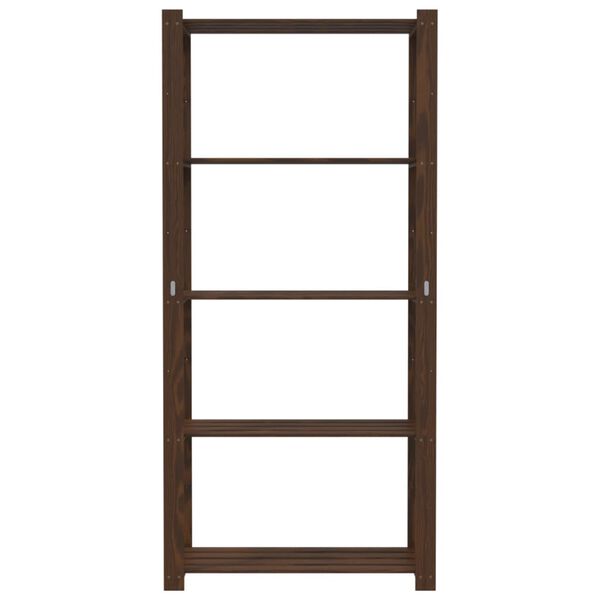 vidaXL 5-Tier Storage Rack Brown 31.5x15.0x66.9" Solid Wood Pine