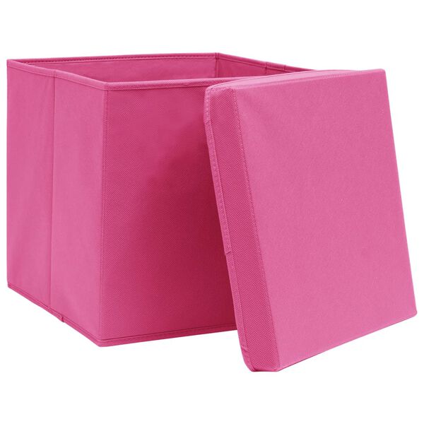 vidaXL Storage Box Set of 10 Pink Non-woven fabric (100% polyester)