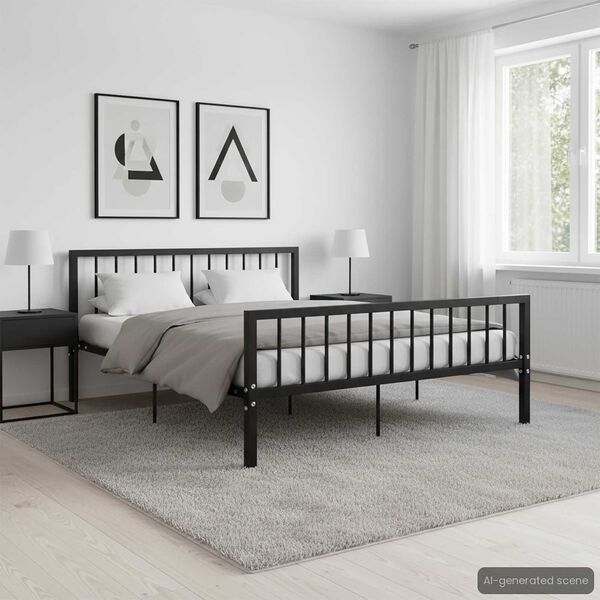 vidaXL Bed Frame Black Metal Full Durable Bed Frame Rectangular