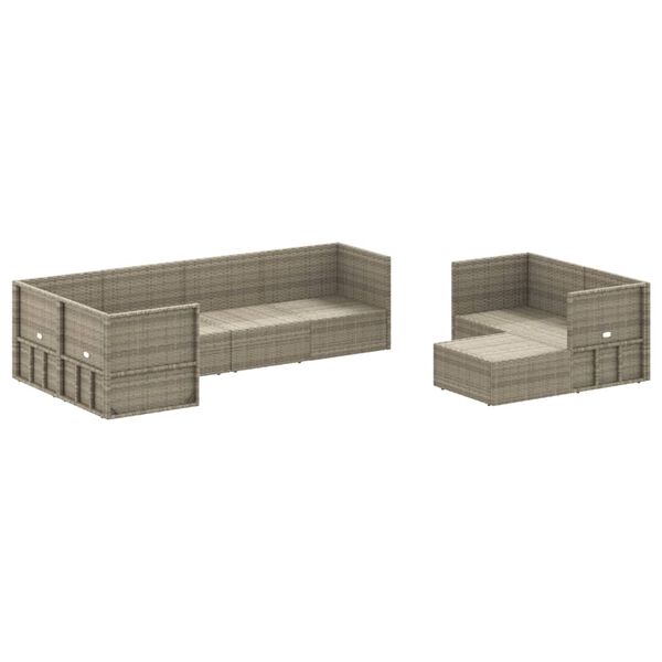 vidaXL Garden Lounge Set Gray PE rattan, powder-coated steel Modular