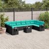 vidaXL 11 Piece Patio Sofa Set with Cushions Black Poly Rattan