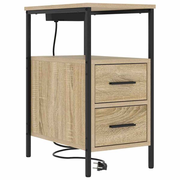 vidaXL Bedside Cabinet with Drawer Sonoma Oak 11.81 x 18.90 x 24.02 in