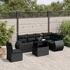 vidaXL Garden Sofa Set Black PE rattan, powder-coated steel, tempered glass