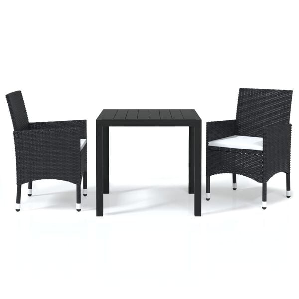 vidaXL Dining Set Black PE rattan, WPC, Aluminum, Steel, Polyester Medium