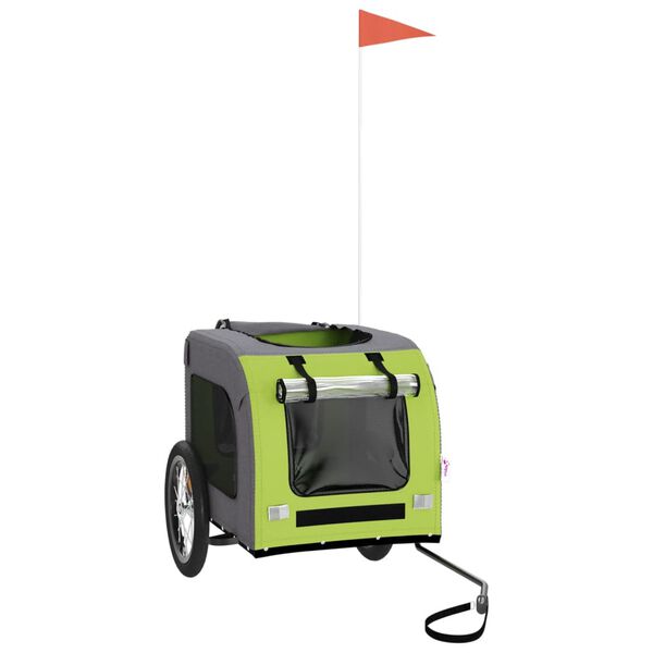vidaXL Pet Bike Trailer Green and grey Oxford fabric, iron Durable