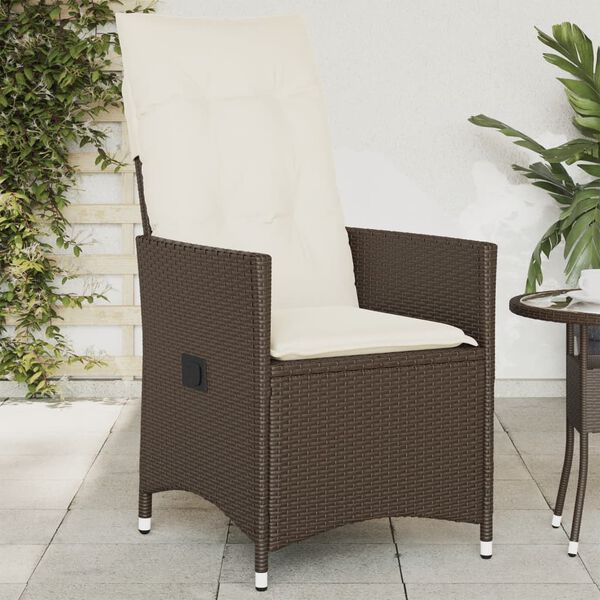 vidaXL Reclining Garden Chair Brown PE rattan Standard