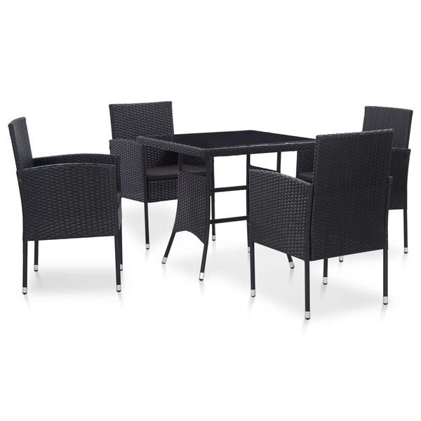vidaXL Garden Table And Chair Black