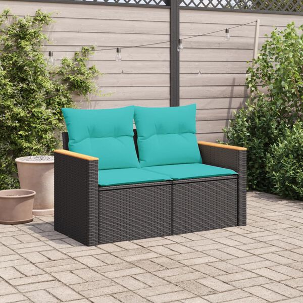 vidaXL Garden Sofa Black, Blue