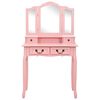 vidaXL Dressing Table Set with Stool Pink 31.5x27.2x55.5" Paulownia Wood